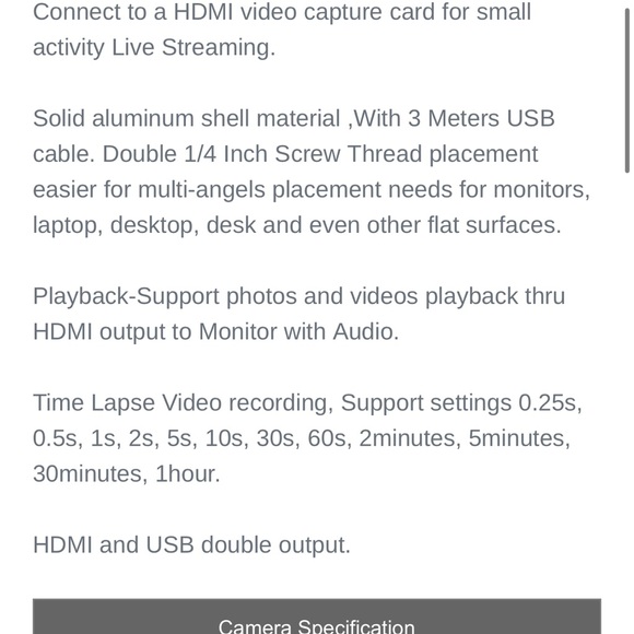 HD/USB industrial camera. Brand new, never used. See photo for specs. - Picture 6 of 8